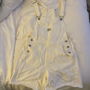 Levi white short overalls